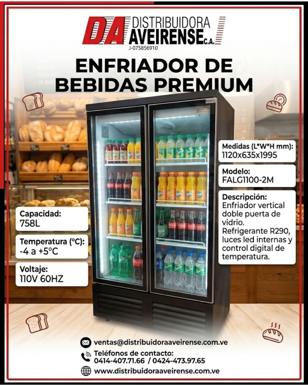 Enfriador de Bebidas Premium FARCO (FALG1100-2M): Máxima Eficiencia y Exhibición Comercial